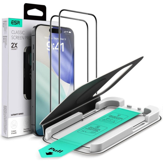 Tempered Glass iPhone 17 Pro ESR UltraFit Classic Full Face Αντιχαρακτικό Γυαλί Προστασίας Οθόνης 2 Τεμάχια - Black (4894240287767)
