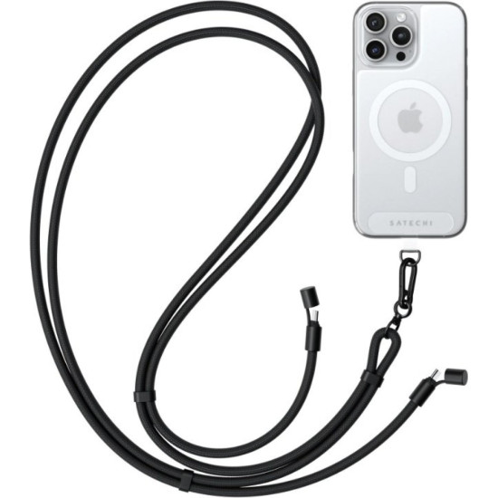 Λουράκι Λαιμού Satechi OntheGo για Θήκες Κινητών / Smartphones με Καλώδιο Type-C σε Type-C 150cm 60W - Black (ST-LOTGLK)