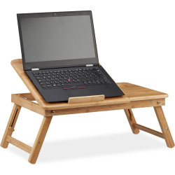 Βάση Στήριξης Relaxdays για Laptop έως 17" Τραπεζάκι Ρυθμιζόμενο από Mπαμπού για Καναπέ / Κρεβάτι - Beige (10022219)
