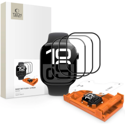 Hybrid Glass Apple Watch 11 / 10 46mm Tech-Protect Easy Set Flex+ Αντιχαρακτικό Υβριδικό Γυαλί Προστασίας Οθόνης 3 Τεμάχια - Black (5906302352319)