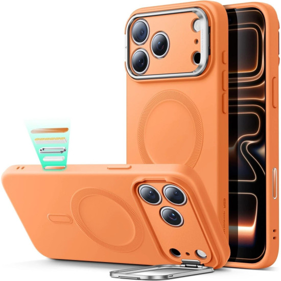 Θήκη iPhone 17 Pro ESR Cloud Soft with Stash Stand Ανθεκτική Σιλικόνης με MagSafe / Κάλυμμα για Camera Control & Kickstand - Orange (4894240291672)
