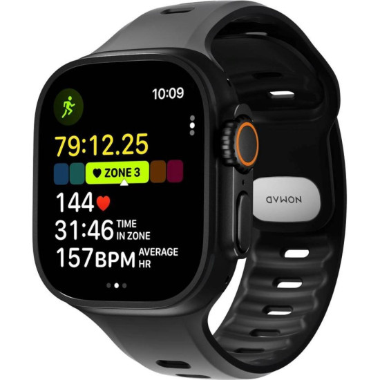 Λουράκι Apple Watch Ultra/SE/11/10/9/8/7/6/5/4 (49/46/45/44mm) Nomad Tempo Band Αδιάβροχο FKM & Αλουμίνιο - Black (NM011482858)