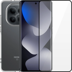 Θήκη & Tempered Glass Xiaomi Redmi Note 15 5G / Poco M8 Vivid Set TPU Case Σετ Διάφανη Σιλικόνης & Full Face Αντιχαρακτικό Γυαλί Προστασίας Οθόνης - Transparent / Black (VI-TPU-TG.FF 1-26010004)