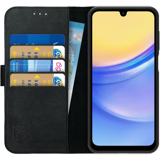 Θήκη Samsung Galaxy A16 Rosso Deluxe Δερμάτινο Πορτοφόλι - Black (8719246474491)