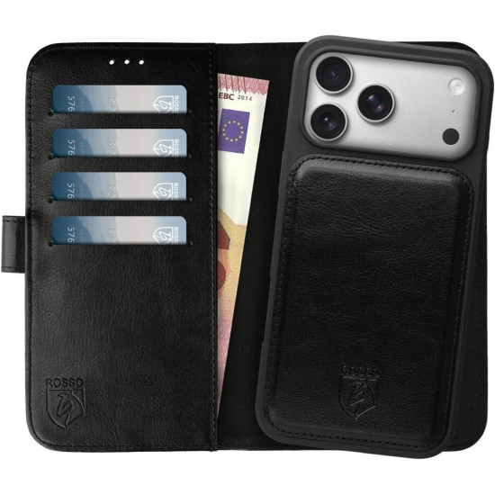 Θήκη iPhone 17 Pro Max Rosso Element 2 in 1 PU Πορτοφόλι - Black (8719246484452)