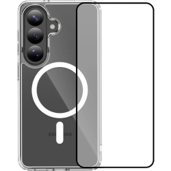 Θήκη & Tempered Glass Samsung Galaxy S26 Plus Vivid Set MagSafe Acrylic Case Σετ Διάφανη Σκληρή με MagSafe & Full Face Αντιχαρακτικό Γυαλί Προστασίας Οθόνης - Transparent / Black (Vivid-Mag-TG.FF 1-26010002)