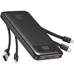 PowerBank Charmast με Θύρες 1 x Type-C / 2 x USB-A & Καλώδια 1 x Type-C / 1 x  Lightning / 1 x MicroUSB 20W 20.000mAh - Black (W2065)