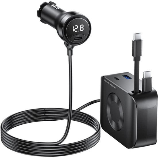 Φορτιστής Αυτοκινήτου Mobile Origin με 2 x Type-C / 1 x USB-A & Ενσωματωμένα Καλώδια 2 x Type-C 75W - Black (MO-75WCCH-CA23)