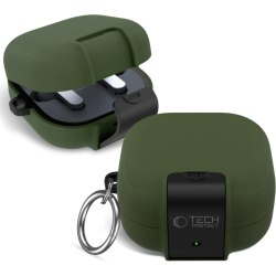 Θήκη Samsung Galaxy Buds 4 / 4 Pro Tech-Protect Slim Hook Σκληρή με Ενσωματωμένη Βάση για Smartphones - Olive Green (5906302392957)