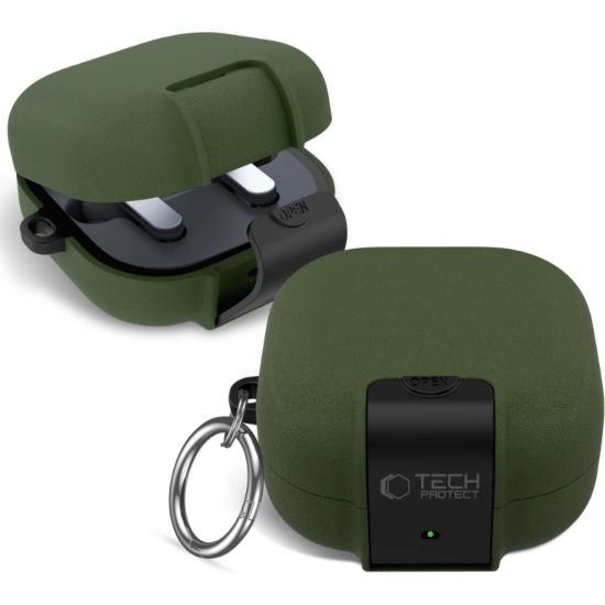 Θήκη Samsung Galaxy Buds 4 / 4 Pro Tech-Protect Slim Hook Σκληρή με Ενσωματωμένη Βάση για Smartphones - Olive Green (5906302392957)