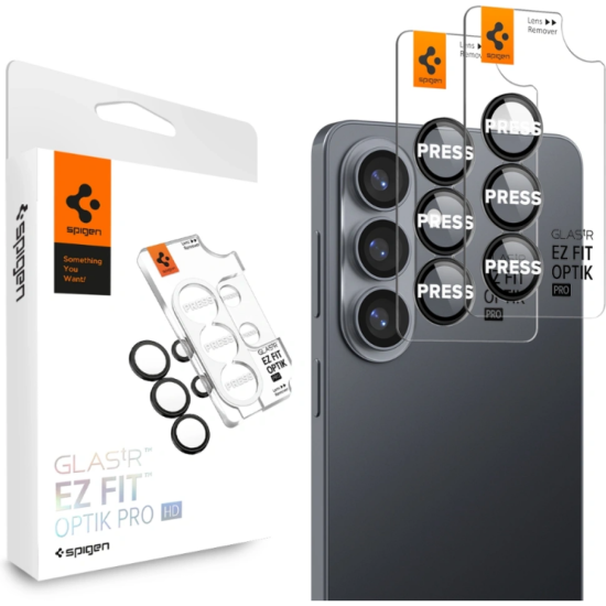 Tempered Glass Samsung Galaxy S26 Plus Spigen GLAS.tR EZ Fit OPTIK Pro HD Camera Lens Protector Αντιχαρακτικό Γυαλί Προστασίας για Φακό Κάμερας 2 Τεμάχια - Black (AGL11088)