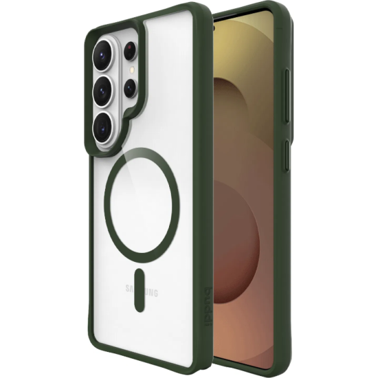 Θήκη Samsung Galaxy S26 Ultra Buddi Hybrid Σκληρή Διάφανη με MagSafe - Transparent / Green (8719246544361)