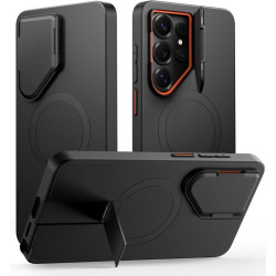 Θήκη Samsung Galaxy S26 Ultra Tech-Protect Kevlar Aura με MagSafe / KickStand & Κάλυμμα για την Κάμερα - Black / Orange (5906302352425)