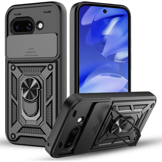 Θήκη Google Pixel 10a Techsuit CamShield Ανθεκτική με Κάλυμμα για την Κάμερα & Μεταλλικό Ring Holder - Black (5949419354838)