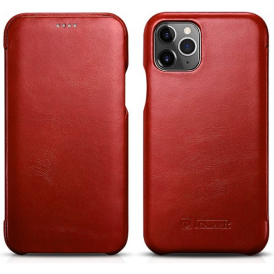 Θήκη iPhone 11 iCarer Vintage Series Curved Edge Flip Δερμάτινη - Red (RIX1102-RD)