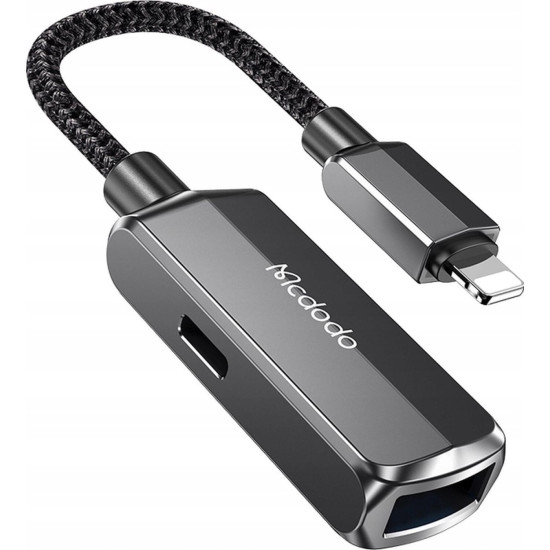 Αντάπτορας Mcdodo 2 in 1 OTG Adapter Lightning (Male) σε USB-A 3.0 (Female) & Lightning (Female) - Dark Grey (CA-2690)