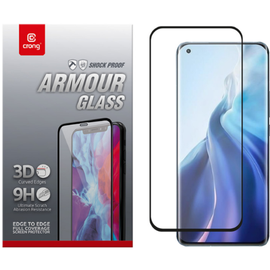 Crong 3D Armor Glass Full Glue - Fullface Tempered Glass Αντιχαρακτικό Γυαλί Οθόνης Xiaomi Mi 11 - Black (CRG-3DAG-XM11)