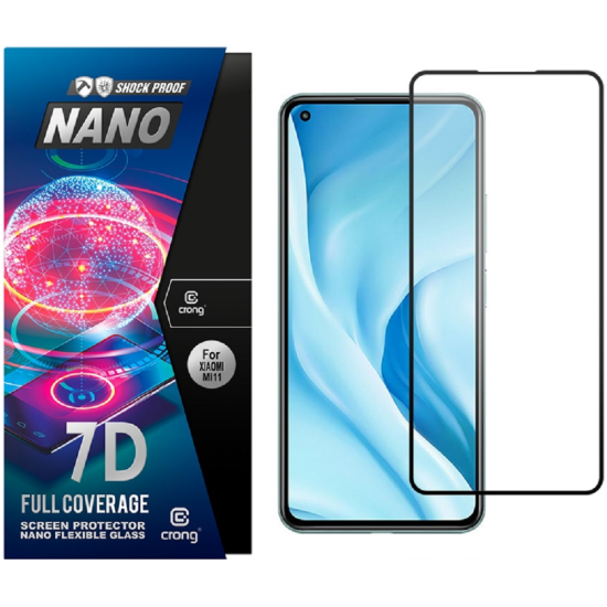 Crong 7D Nano Flexible Glass - Fullface Αντιχαρακτικό Υβριδικό Γυαλί Οθόνης Xiaomi Mi 11 Lite - Black - 0.3mm (CRG-7DNANO-XMI11L)