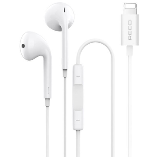 Recci REP-L28 - Ενσύρματα Handsfree Ακουστικά Lightning - White (6955482503751)