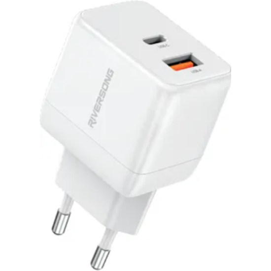 Φορτιστής Riversong PowerKub G20 Pro Γρήγορος Ταξιδιού / Αντάπτορας με 1 x USB-A / 1 x Type-C 20W - White (AD117W)