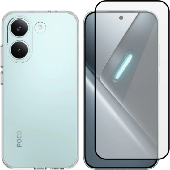 Θήκη & Tempered Glass Xiaomi Poco X8 Pro Vivid Set TPU Case Σετ Διάφανη Σιλικόνης & Full Face Αντιχαρακτικό Γυαλί Προστασίας Οθόνης - Transparent / Black (VI-TPU-TG.FF 1-26010001)