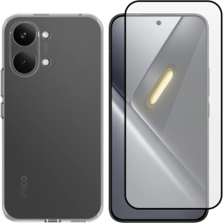 Θήκη & Tempered Glass Xiaomi Poco X8 Pro Max Vivid Set TPU Case Σετ Διάφανη Σιλικόνης & Full Face Αντιχαρακτικό Γυαλί Προστασίας Οθόνης - Transparent / Black (VI-TPU-TG.FF 1-26010002)