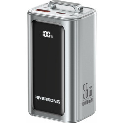 PowerBank Riversong Vision 35 10.000 mAh με 1 x Type-C / 1 x USB-A & 1 x Ενσωματωμένο Καλώδιο Type-C 35W - Silver (PB136)