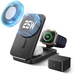 Ασύρματος Φορτιστής ESR CryoBoost Βάση MagSafe Qi2 25W για iPhone / AirPods / Apple Watch με Φορτιστή Τοίχου 65W & Καλώδιο Type-C - Black (4894240276716)