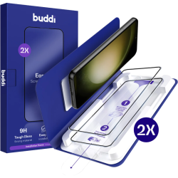 Tempered Glass Samsung Galaxy S23 / S22 Buddi Easy Fit Full Face Αντιχαρακτικό Γυαλί Προστασίας Οθόνης 2 Τεμάχια - Black (8719246545689)