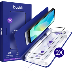 Tempered Glass Samsung Galaxy A17 / A16 Buddi Easy Fit Full Face Αντιχαρακτικό Γυαλί Προστασίας Οθόνης 2 Τεμάχια - Black (8719246545597)