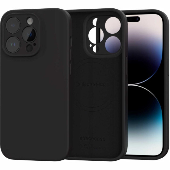 Θήκη iPhone 14 Pro Spacecase Silicone Mag Case Σιλικόνης με MagSafe - Black (5905719138745)