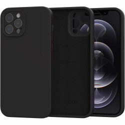 Θήκη iPhone 12 Pro Spacecase Silicone Mag Case Σιλικόνης με MagSafe - Black (5905719138660)