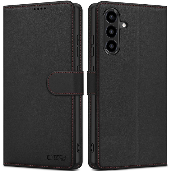 Θήκη Samsung Galaxy A57 Tech-Protect Wallet Galaxy Πορτοφόλι από Οικολογικό Δέρμα - Black / Red (5906302392186)