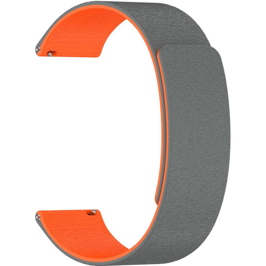Λουράκι Smartwatch 22mm Techsuit Watchband W074 Μαγνητικό Σιλικόνης - Grey / Orange (5949419283824)