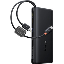 PowerBank Baseus EnerFill FC41 για Laptop με Θύρες 1 x Type-C / 1 x USB-A & Ενσωματωμένα Καλώδια 2 x Type-C 100W 20.000mAh - Cosmic Black (E0028N03)