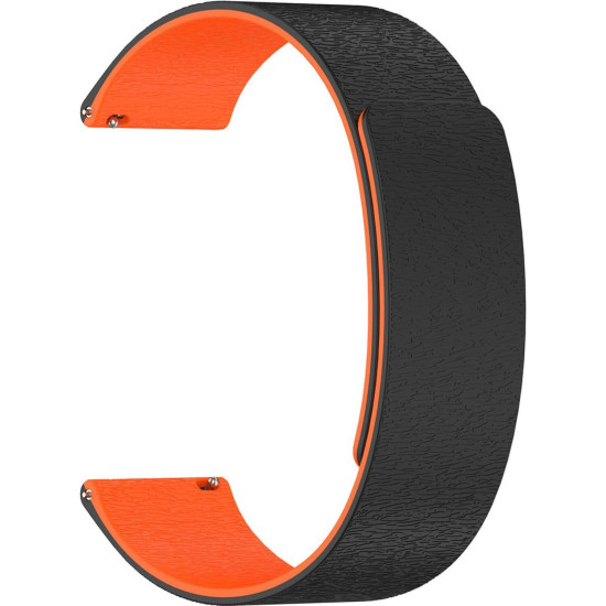 Λουράκι Smartwatch 22mm Techsuit Watchband W074 Μαγνητικό Σιλικόνης - Black / Orange (5949419283817)