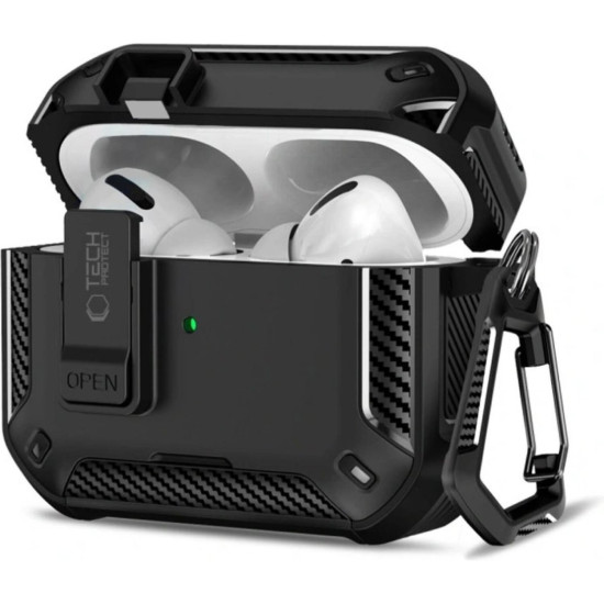 Θήκη AirPods Pro 3rd Gen Tech-Protect Carbonox Σκληρή με MagSafe & Ενσωματωμένη Βάση για Smartphones - Black (5906302333172)