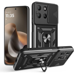 Θήκη Motorola Moto G77 / G67 Techsuit CamShield Ανθεκτική με Κάλυμμα για την Κάμερα & Μεταλλικό Ring Holder - Black (5949419361317)