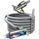 Καλώδιο Lisen 2 σε 2 USB-A / Type-C σε Type-C / Lightning για Γρήγορη Φόρτιση & Μεταφορά Δεδομένων με RGB Φωτισμό 200cm 240W - Gray (6941237430953)