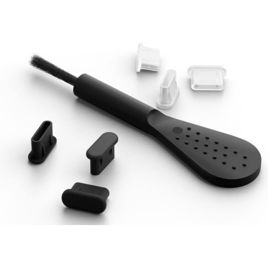 Κάλυμμα Θύρας Type-C Mobile Origin CL1 Dust Plug 6 Τεμάχια από Σιλικόνη & 1 x Bουρτσάκι Καθαρισμού - Black / Clear (MO-CL1-BLK-CLR)