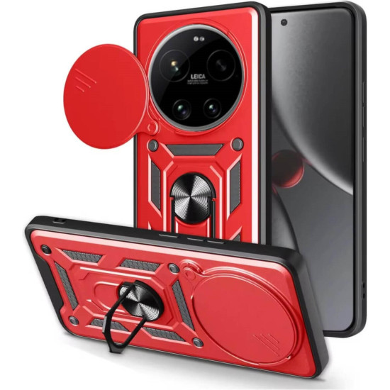 Θήκη Xiaomi 17 Ultra Bodycell Armor Slide Ανθεκτική με Κάλυμμα για την Κάμερα & Μεταλλικό Ring Holder - Red (5206015086304)