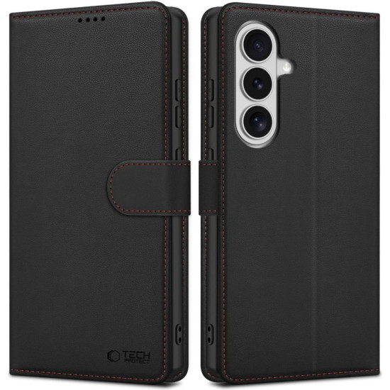 Θήκη Samsung Galaxy S26 Tech-Protect Wallet Galaxy Πορτοφόλι από Οικολογικό Δέρμα - Black / Red (5906302390403)