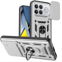 Θήκη Xiaomi Poco F8 Ultra Bodycell Armor Slide Ανθεκτική με Κάλυμμα για την Κάμερα & Μεταλλικό Ring Holder - Silver (5206015086342)
