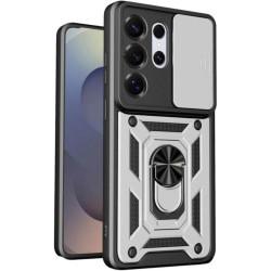 Θήκη Samsung Galaxy S26 Ultra Bodycell Armor Slide Ανθεκτική με Κάλυμμα για την Κάμερα & Μεταλλικό Ring Holder - Silver (5206015086281)