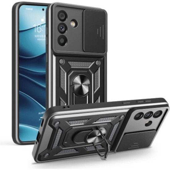 Θήκη Samsung Galaxy A57 Bodycell Armor Slide Ανθεκτική με Κάλυμμα για την Κάμερα & Μεταλλικό Ring Holder - Black (5206015086175)