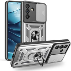 Θήκη Samsung Galaxy A57 Bodycell Armor Slide Ανθεκτική με Κάλυμμα για την Κάμερα & Μεταλλικό Ring Holder - Silver (5206015086199)