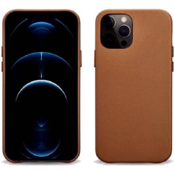 Θήκη iPhone 12 Pro Max iCarer Leather Back Case Σκληρή Δερμάτινη - Brown (RIX1208-BN)