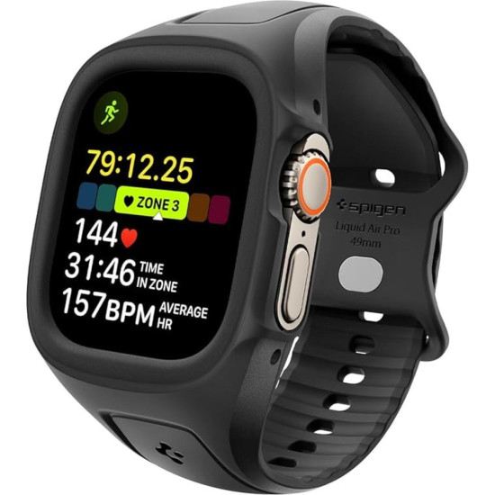 Θήκη Apple Watch Ultra 3 / Ultra 2 / Ultra 1 49mm Spigen Liquid Air Pro Unibody Σιλικόνης - Black (ACS05463)