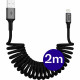 Καλώδιο Buddi Flex USB-A σε Lightning Σπιράλ Φόρτισης και Μεταφοράς Δεδομένων 200cm 12W 5 Έτη Εγγύηση - Black (8719246560439)