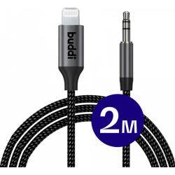 Καλώδιο Ήχου Buddi Flex Lightning (Male) σε AUX Jack 3.5mm (Male) με DAC Τσιπ 200cm 5 Έτη Εγγύηση - Black (8719246551758)
